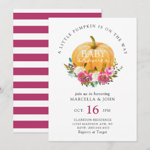 Invitation Un Petit Citrouille est en route Baby shower
