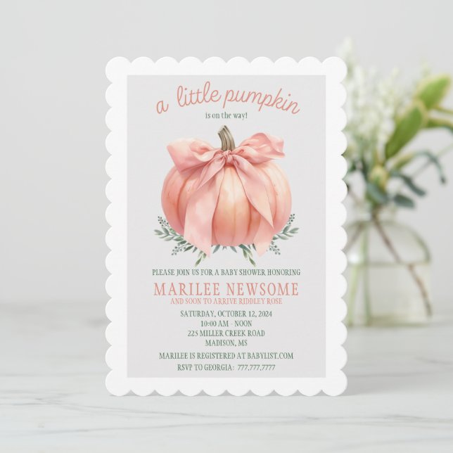 Invitation Un petit Citrouille est sur le chemin Baby Girl Do (Debout devant)