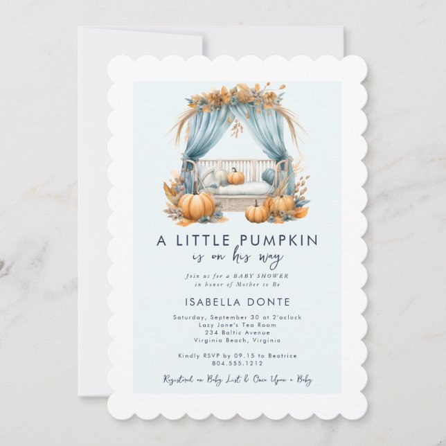 Invitation Un petit Citrouille est sur son chemin Baby shower (Devant)