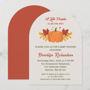 Invitation Un Petit Citrouille Feuilles Automne Baby shower A