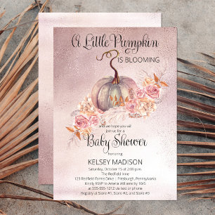 Invitation Un Petit Citrouille Fleurit Baby shower Rose