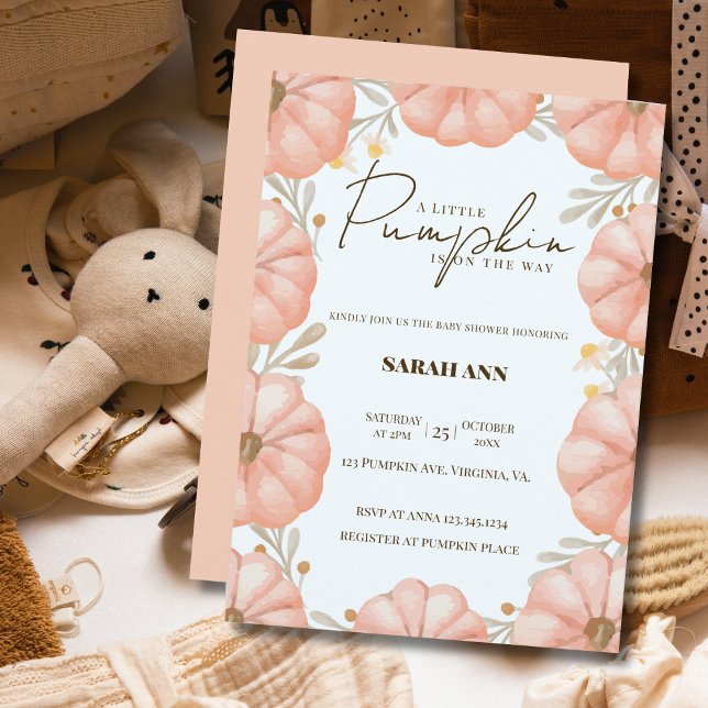 Invitation Un Petit Citrouille Se Trouve Sur Le Chemin Du Bab (A Little Pumpkin Is On The Way Baby Shower Invitation)