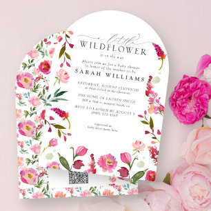 Invitation Un petit code QR Fleur sauvage Douche Aquarelle ro