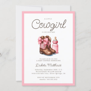 Invitation Un petit cowgirl Western Baby shower téléchargeabl