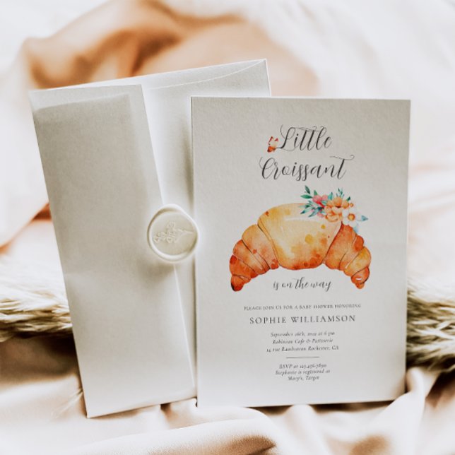 Invitation Un Petit Croissant Se Trouve Sur Le Chemin Du Baby (Créateur téléchargé)