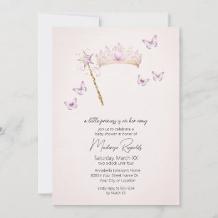 Invitation Un petit diadème et une baguette de princesse rose