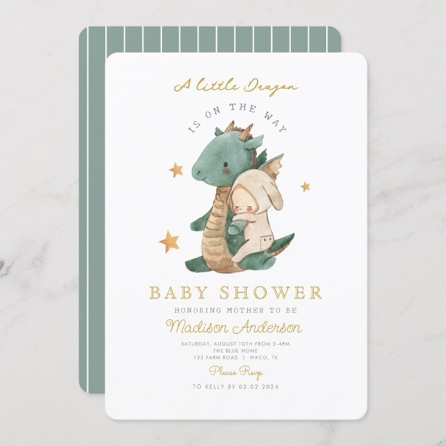 Invitation Un petit dragon se trouve sur le Baby shower (Créateur téléchargé)