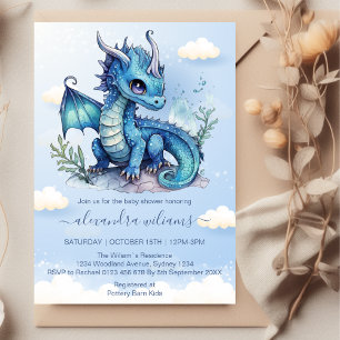 Invitation Un petit dragon se trouve sur le Baby shower Way