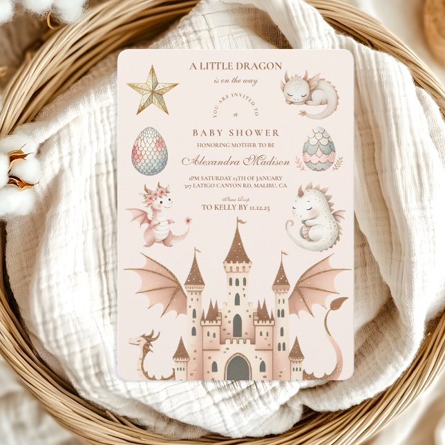 Invitation Un petit dragon se trouve sur le Baby shower Way (Créateur téléchargé)