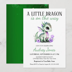 Invitation Un Petit Dragon Se Trouve Sur Le Chemin Du Baby sh