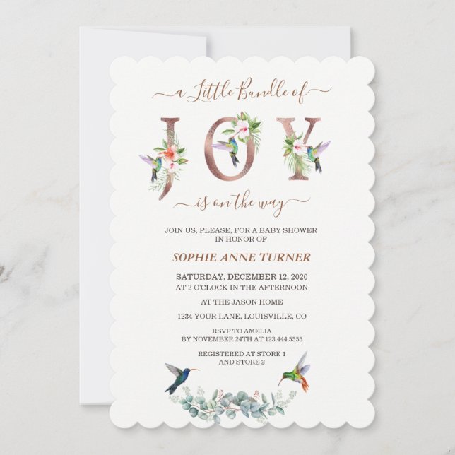 Invitation Un Petit Ensemble De Joy Pink Hibiscus Baby shower (Devant)