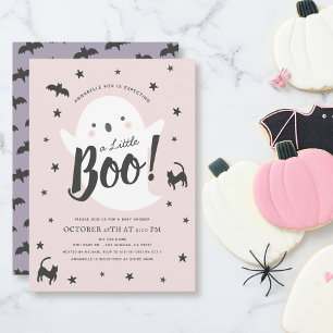 Invitation Un Petit Fantôme Halloween Baby shower Fille Rose