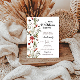 Invitation Un Petit Fleur sauvage Baby Girl Douche Ladybug