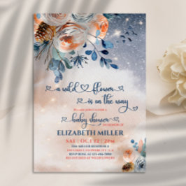 Invitation Un Petit Fleur sauvage Est En Chemin Fille Baby sh