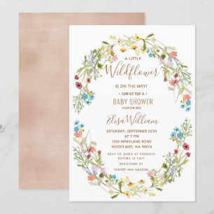 Invitation Un petit Fleur sauvage est en route Baby shower In