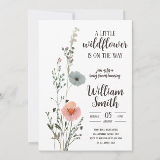 Invitation Un petit Fleur sauvage est en route - Editable Bab