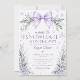 Invitation Un petit flocon de neige en route Fête prénatale l