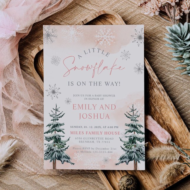 Invitation Un Petit Flocon De Neige Est Sur Le Chemin De L'In (Créateur téléchargé)