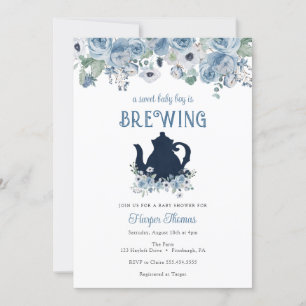 Invitation Un petit garçon brasse du thé Baby shower Invitati