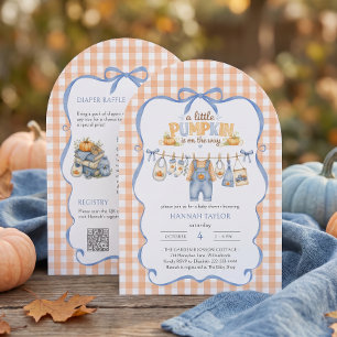 Invitation Un Petit Garçon Citrouille Linge de Bébé Shower d'