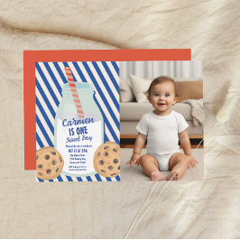 Invitation Un petit garçon doux Lait Cookie Premier anniversa