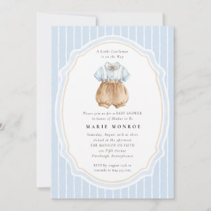 Invitation Un petit gentleman vintage pour une baby shower