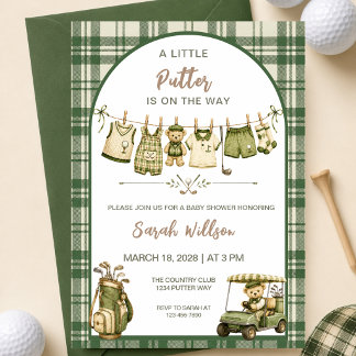 Invitation Un petit golfeur arrive, Baby Shower personnalisé