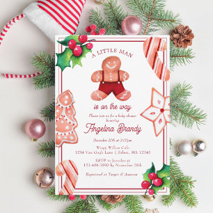 Invitation Un petit homme pain d'épices Baby shower de Noël