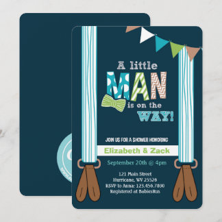 Invitation Un petit homme suspend l'invitation au Baby shower