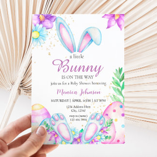 Invitation Un petit lapin est sur le Baby shower Way