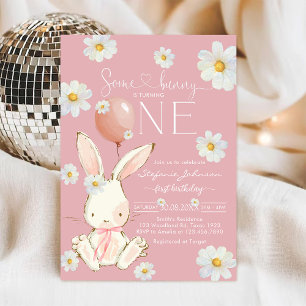 Invitation Un petit lapin Premier 1er Anniversaire