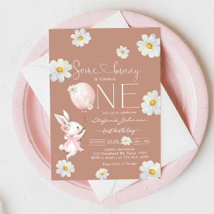 Invitation Un petit lapin Premier 1er anniversaire 