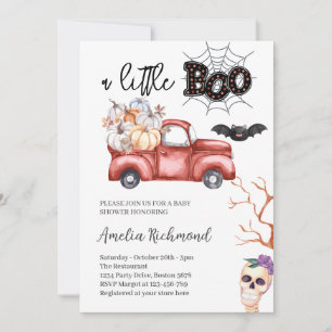 Invitation un petit livre Citrouille rouge Pickup Baby shower