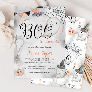 Invitation Un petit livre est presque dû Baby shower d'Hallow