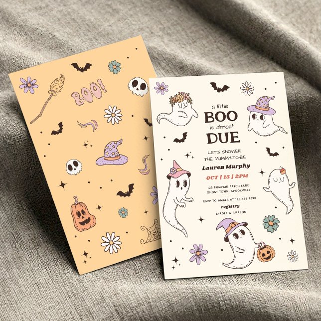 Invitation Un petit livre est presque dû Baby shower d'Hallow (Créateur téléchargé)