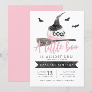 Invitation Un petit livre est presque dû Baby shower d'Hallow
