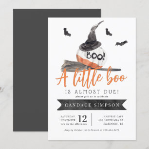 Invitation Un petit livre est presque dû Baby shower d'Hallow