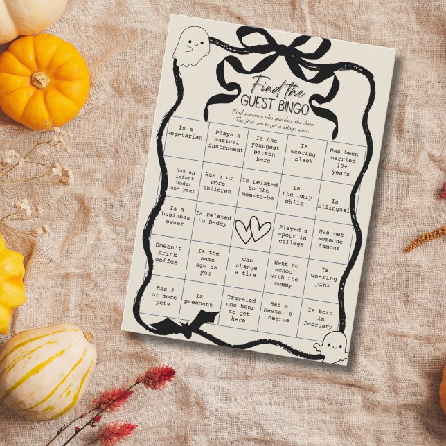 Invitation Un petit livre Trouvez la Guest Bingo Game Card (A Little boo Find the Guest Bingo Game Card)