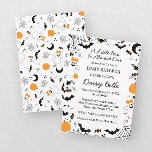 Invitation Un petit lutin est presque là Fille orange Baby Sh