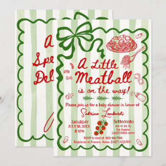 Invitation Un petit Meatball est en route Green Bow
