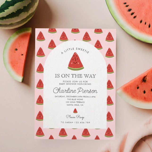 Invitation Un petit melon sucré est sur le chemin Baby shower (Créateur téléchargé)
