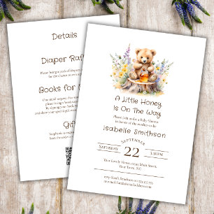 Invitation Un petit ours en peluche « Un peu de miel en route