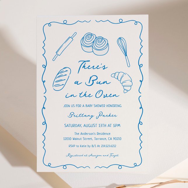 Invitation Un petit pain dans le Baby shower pour garçons de  (Créateur téléchargé)