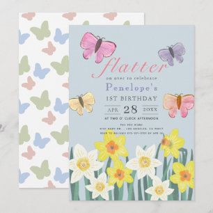 Invitation Un petit papillon Daffodil Girl 1er anniversaire