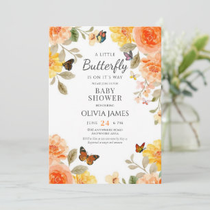 Invitation Un petit papillon est en chemin baby shower