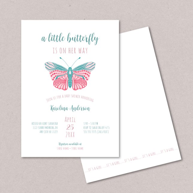 Invitation Un petit papillon est en chemin baby shower (Créateur téléchargé)