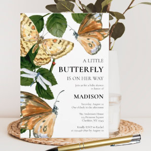 Invitation Un Petit Papillon Est En Chemin De Baby shower