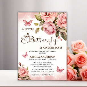Invitation Un Petit Papillon Est En Chemin De Baby shower