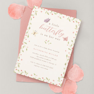Invitation Un Petit Papillon Est En Chemin Fille Baby shower