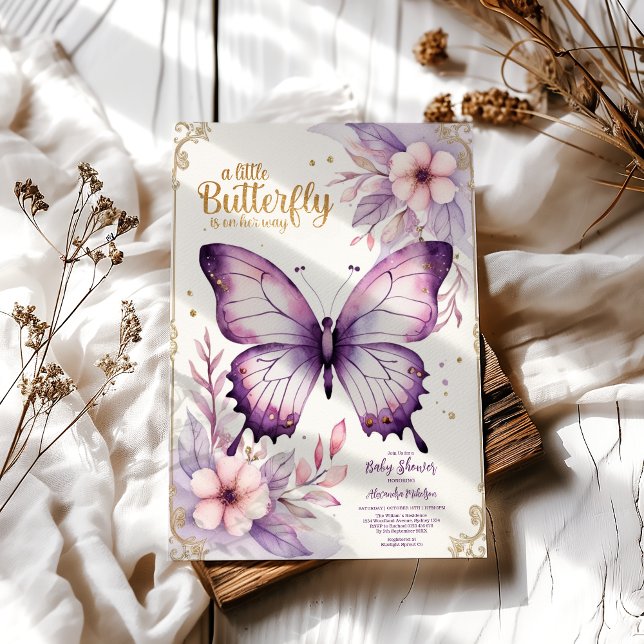 Invitation Un Petit Papillon Est Sur Son Chemin Baby shower O (Créateur téléchargé)